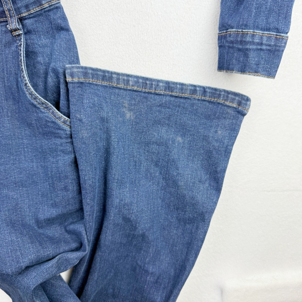 Nasty Gal Denim Jumpsuit Size 8 Long‎ Sleeve Button Up Collar Womens Blue Denim - Picture 10 of 11